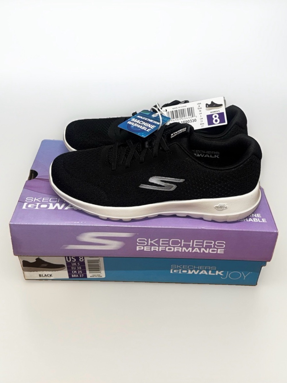 SKECHERS Performance GoWalk Joy women’s slip on shoe size 8 black fabric NWT